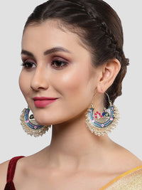 KARATCART Gold Plated & Blue Contemporary Chandbalis Earrings