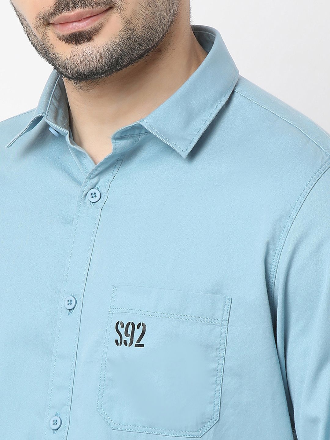 SPYKAR Slim Fit Shirt with Pocket-Detail
