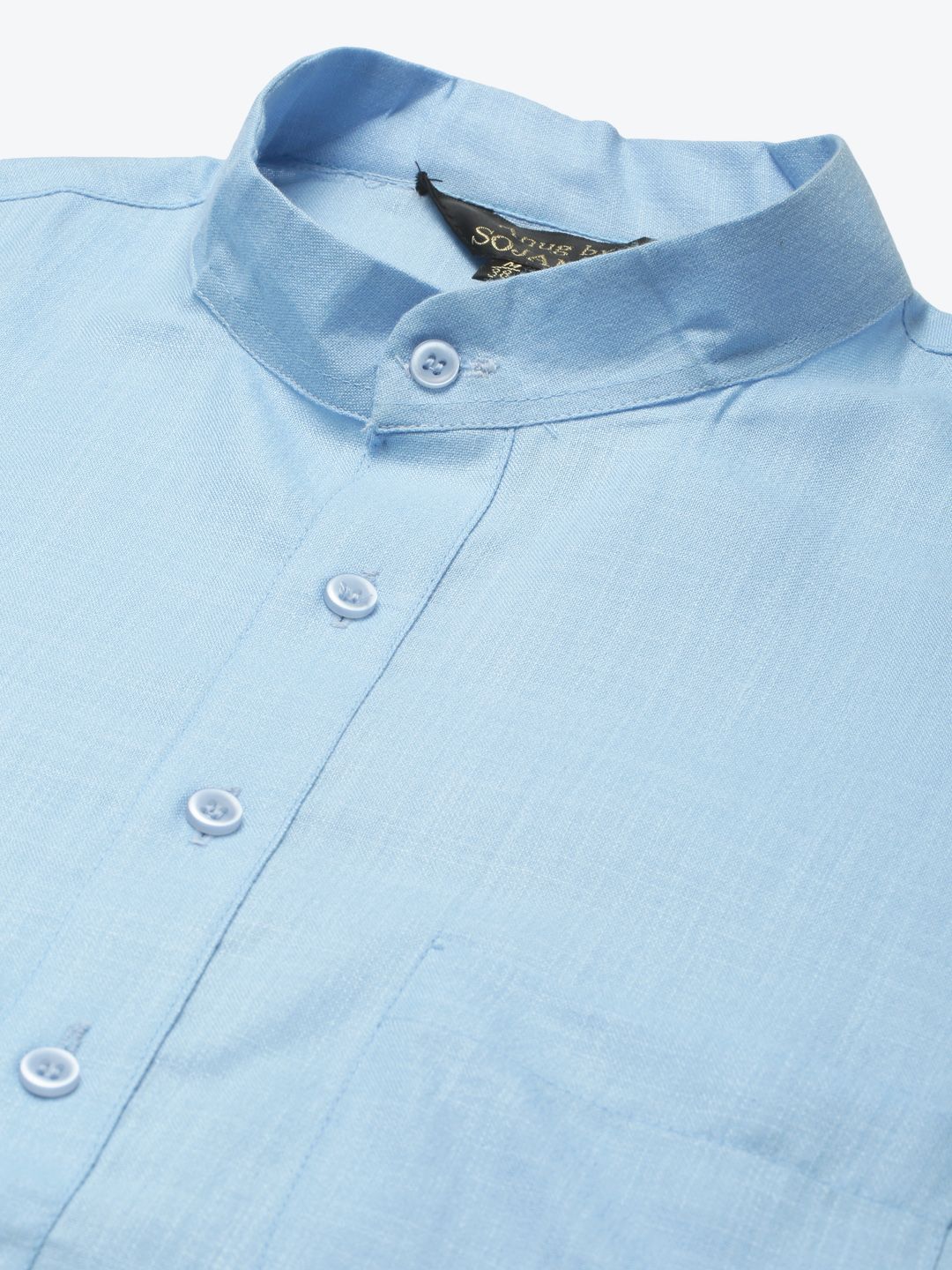 Anug by SOJANYA Men Blue Band Collar Kurta