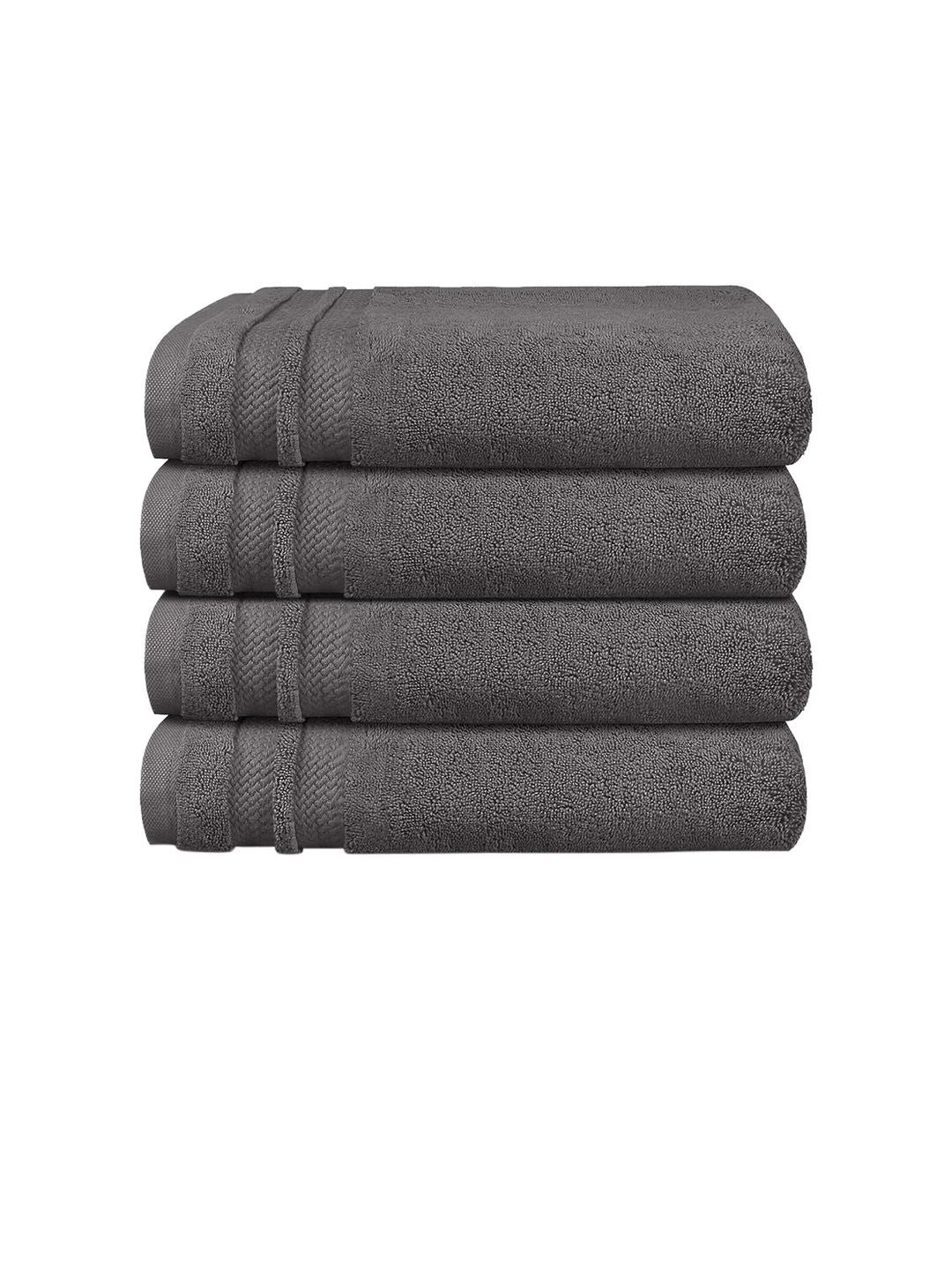 MYTRIDENT Charcoal Set of 4 Solid Hand Towel