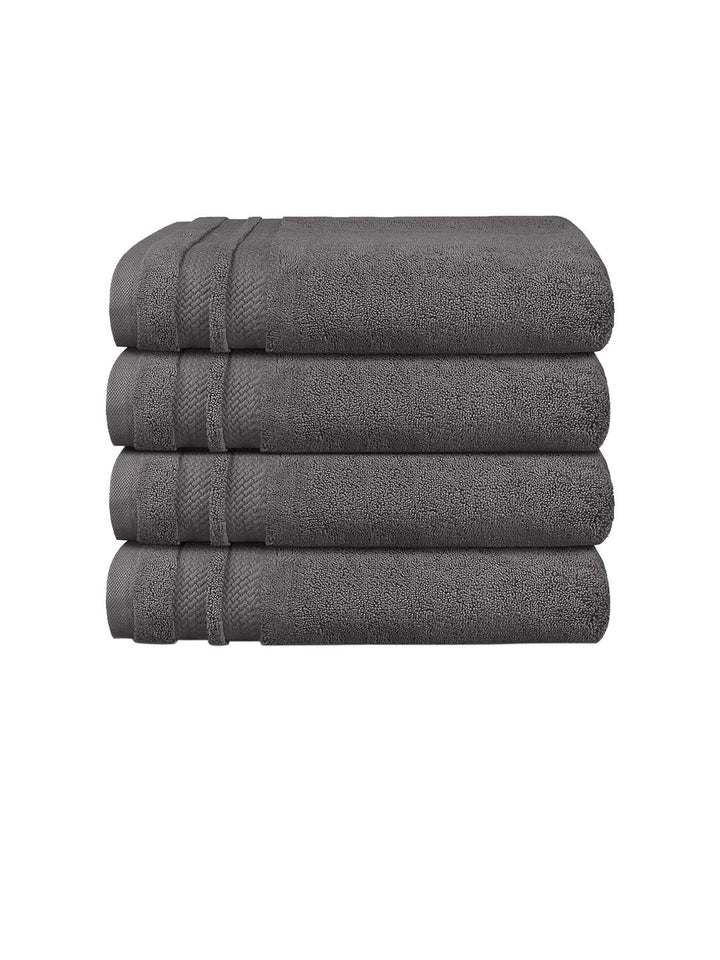 MYTRIDENT Charcoal Set of 4 Solid Hand Towel