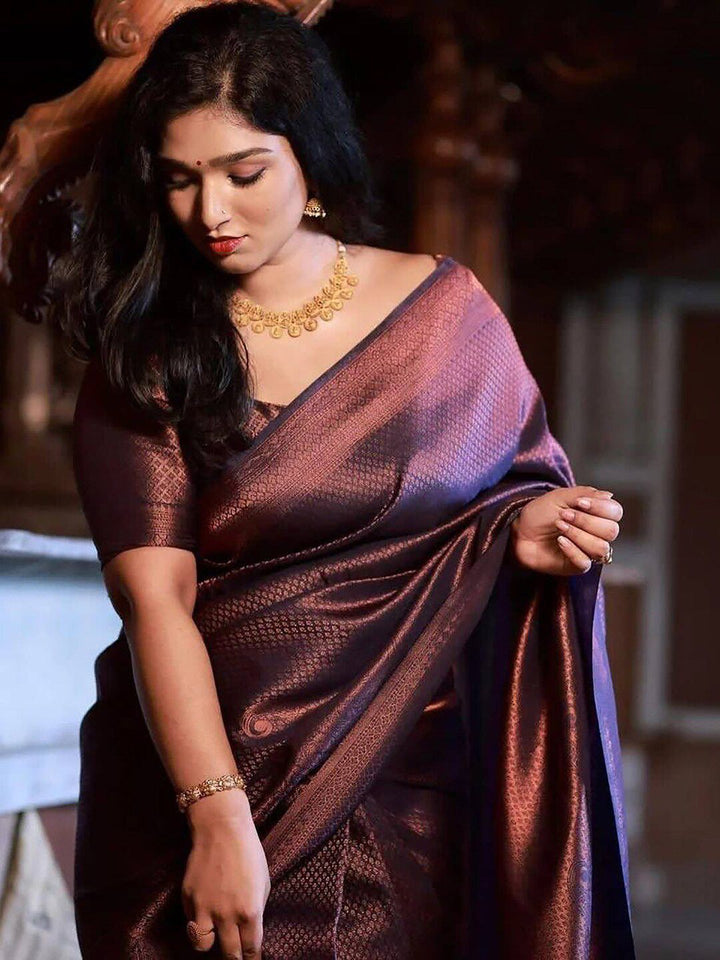 KALINI Woven Design Zari Silk Blend Banarasi Saree