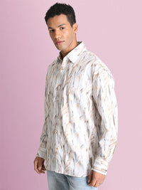 Bene Kleed Men Classic Spread Collar Abstract Printed Cotton Oversized Casual Shirt