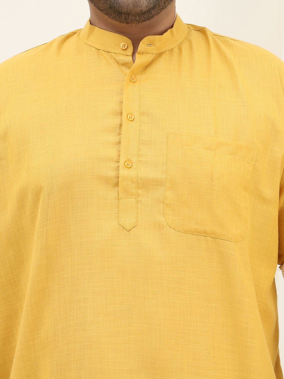 SOJANYA PLUS Men Pure Cotton Mustard Yellow Kurta