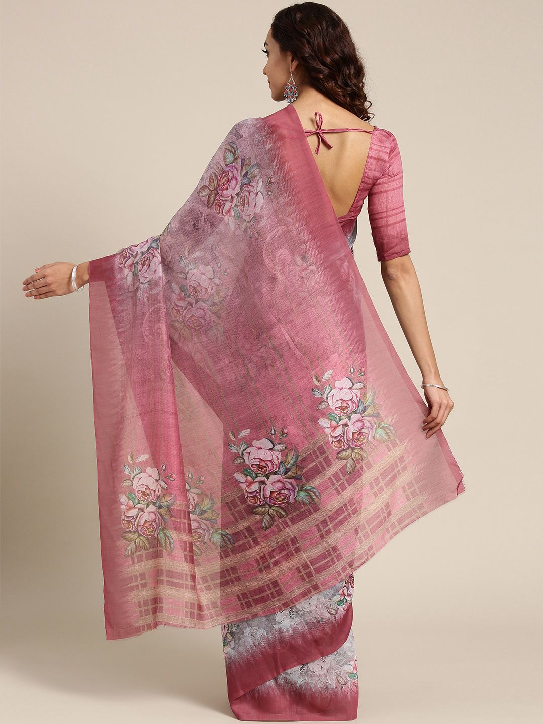 Saree mall Grey & Maroon Printed Saree