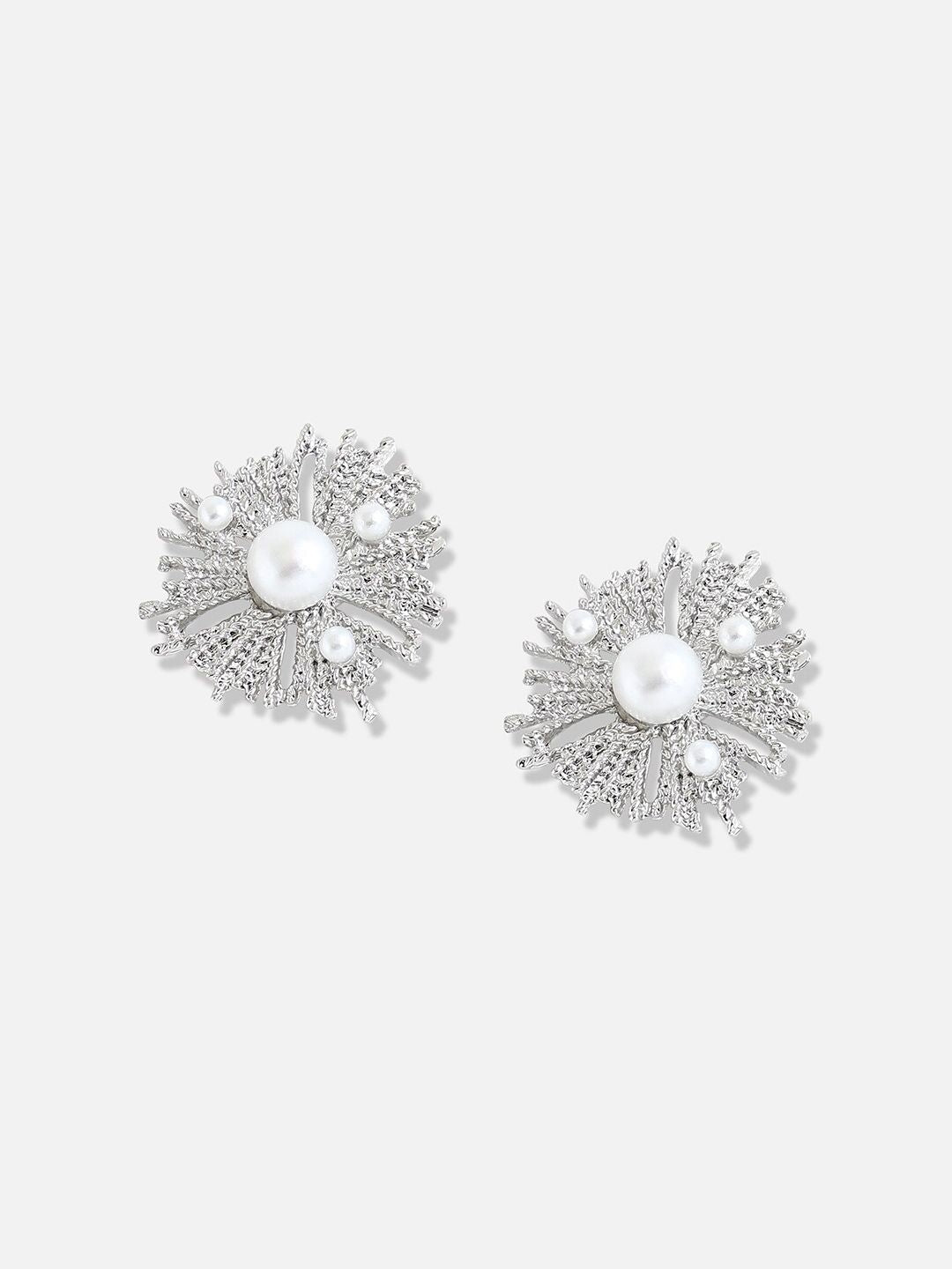 SOHI Silver-Plated Pearls-Studded Jewellery Set