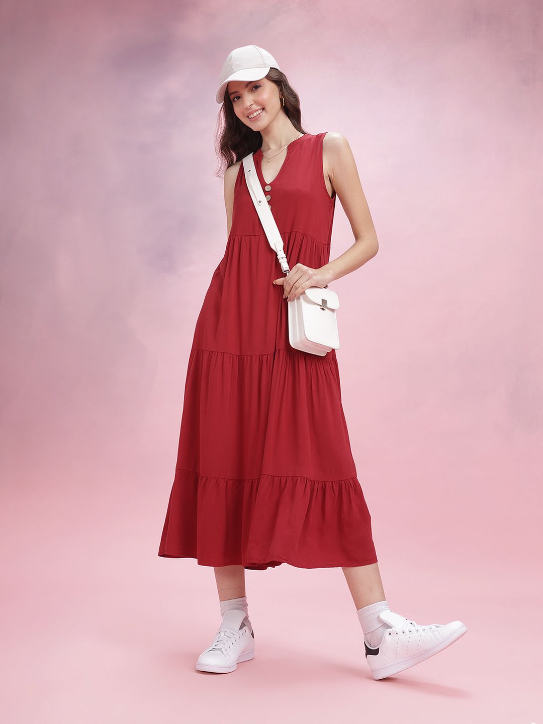 DressBerry Tiered A-Line Midi Dress