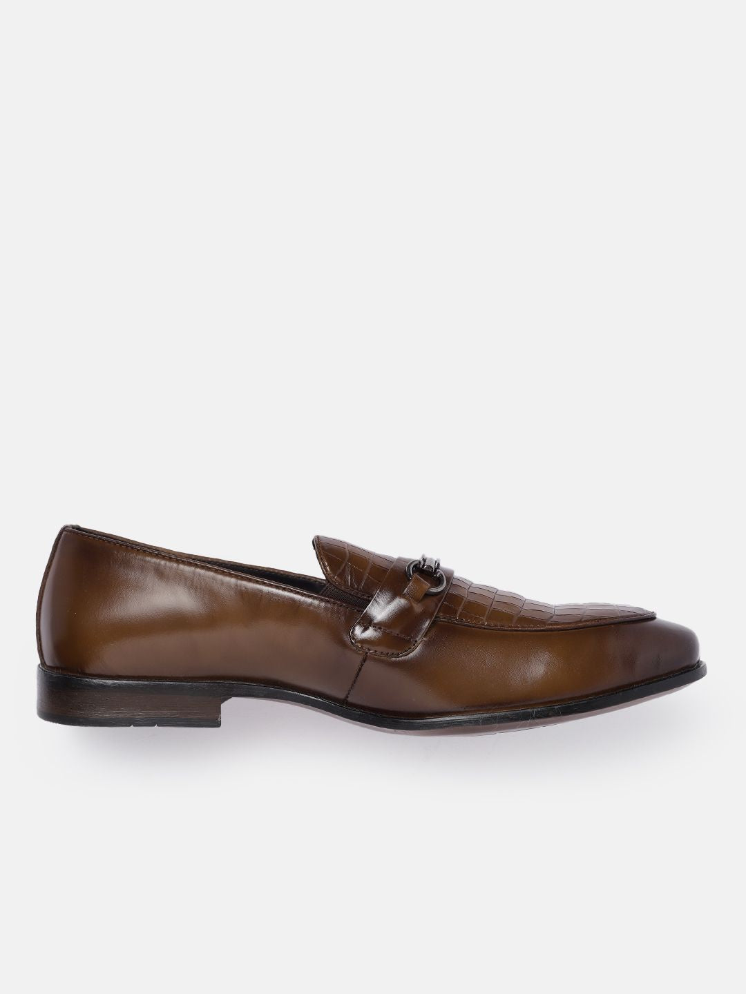 House of Pataudi Men Textured Formal Horsebit Loafers