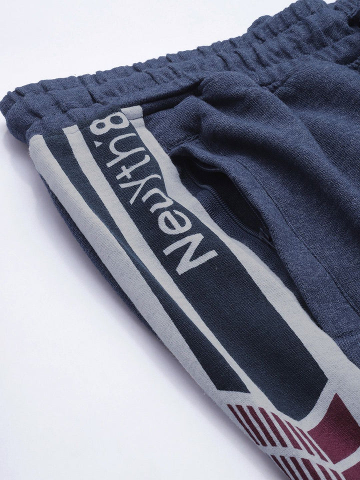 The Indian Garage Co Men Navy Blue & White Printed Jogger