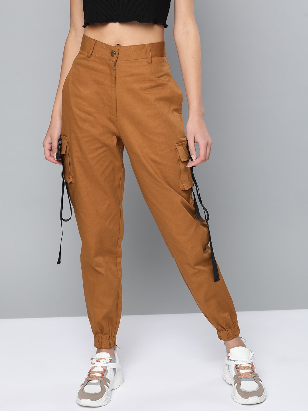STREET 9 Women Rust Brown Loose Fit Cargos