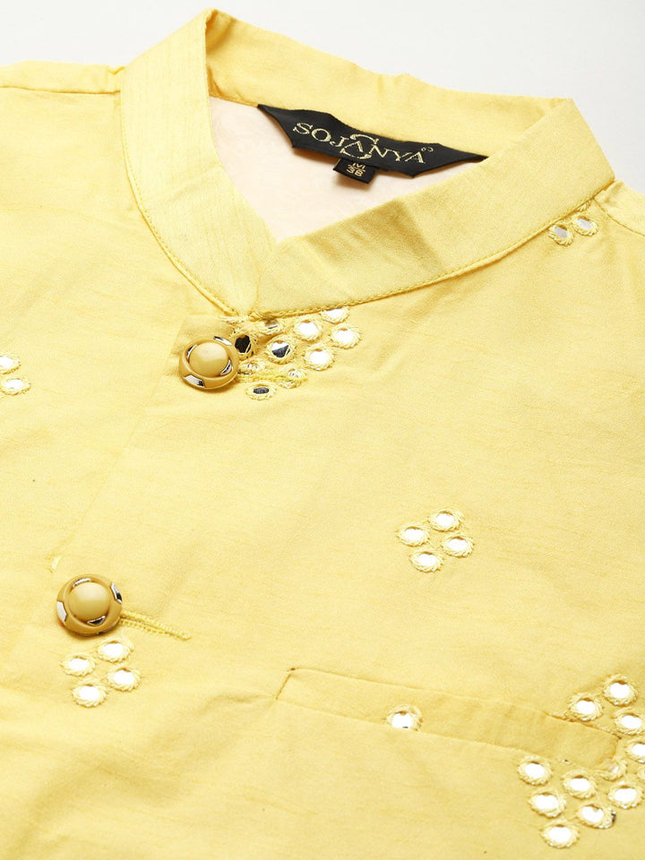 SOJANYA Men Mirror Work Kurta with Churidar