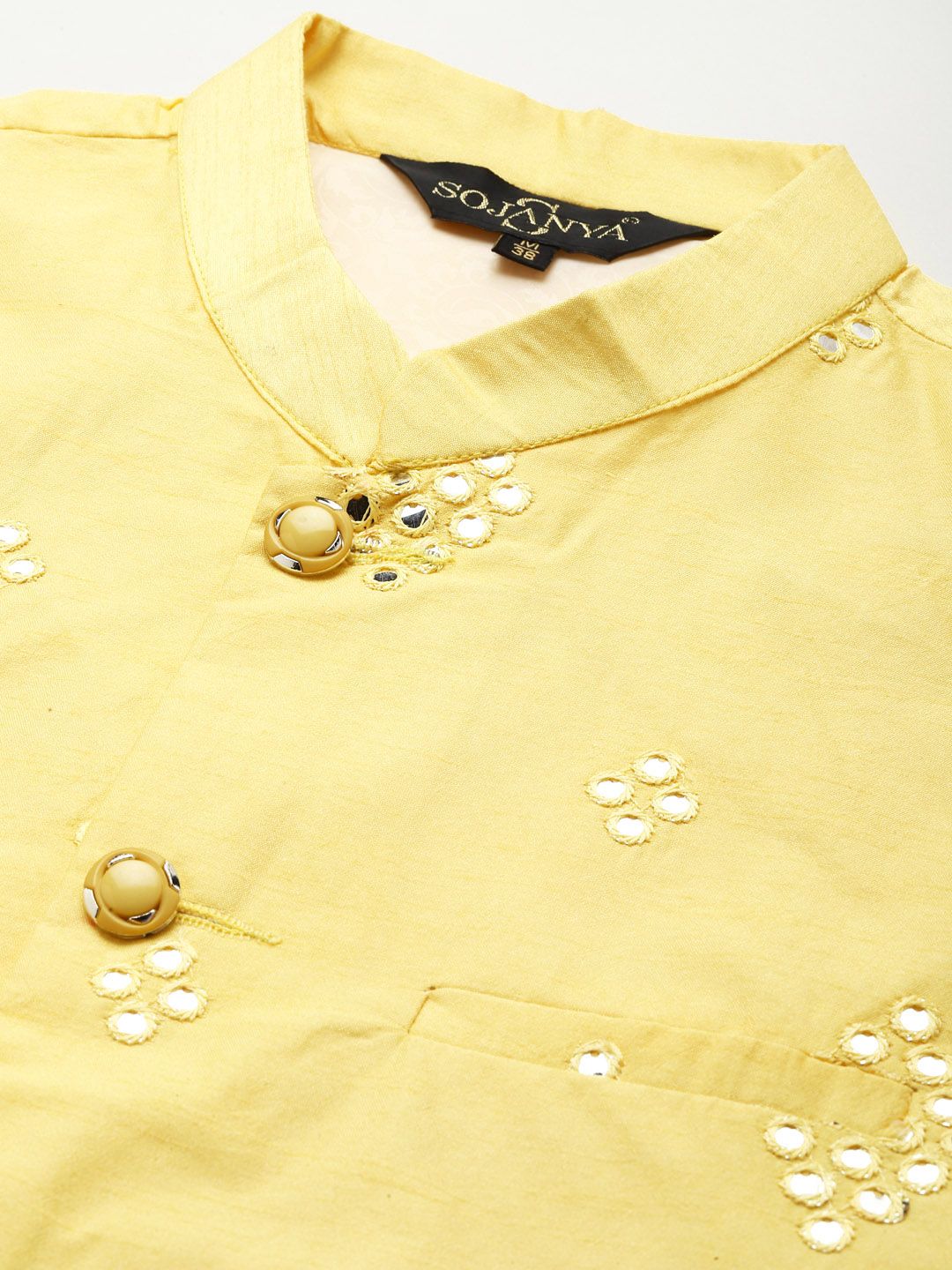 SOJANYA Men Mirror Work Kurta with Churidar