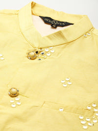 SOJANYA Men Mirror Work Kurta with Churidar