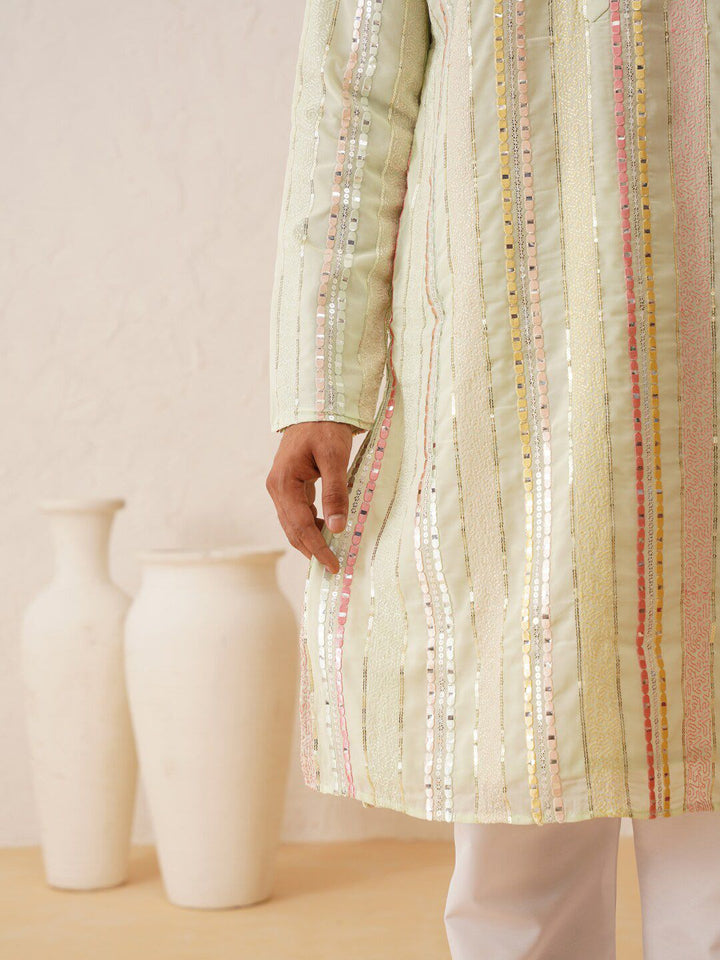 SOJANYA LUXE Embroidered Regular Sequinned Kurta with Pyjamas