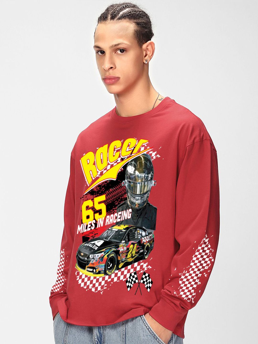 Bewakoof Men Typography Printed Round Neck Pure Cotton Oversized T-shirt