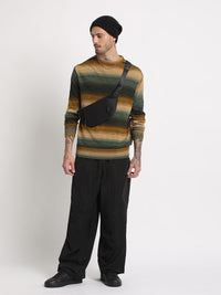 THE BEAR HOUSE Striped Drop-Shoulder Sleeves Acrylic Pullover Sweatshirt