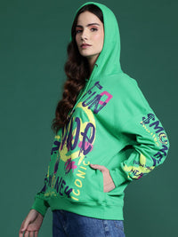 DressBerry Printed Hooded Longline Sweatshirt