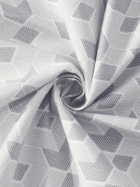 KLOTTHE Grey & White Printed 300TC Fitted Double King Bedsheet With 2 Pillow Covers