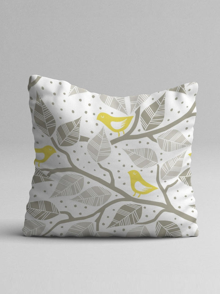 STITCHNEST Yellow & White Set of 5 Floral Square Cushion Covers