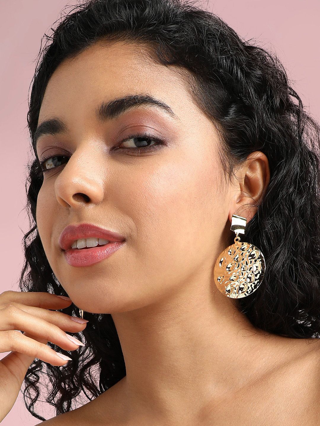 Anting-anting drop kontemporari bersalut emas Sohi