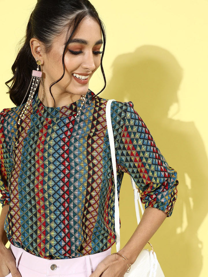 DressBerry Women Multi-Coloured Geometric Top