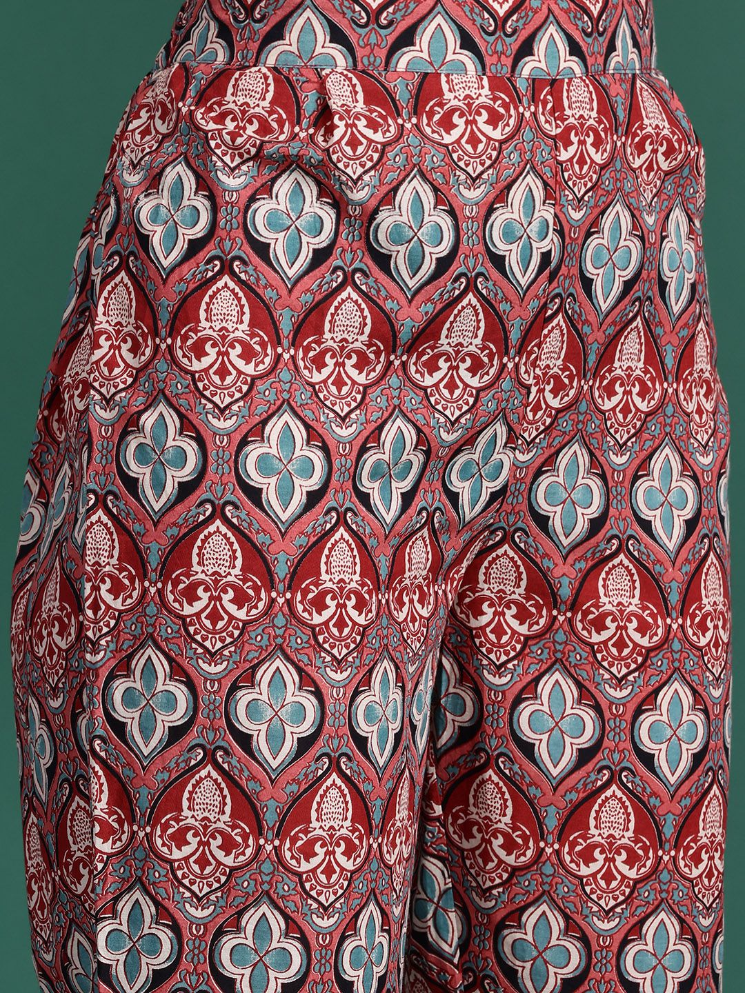 Indo Era Floral Printed Sequinned Pure Cotton Kurta With Trousers & Dupatta
