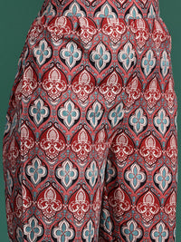 Indo Era Floral Printed Sequinned Pure Cotton Kurta With Trousers & Dupatta