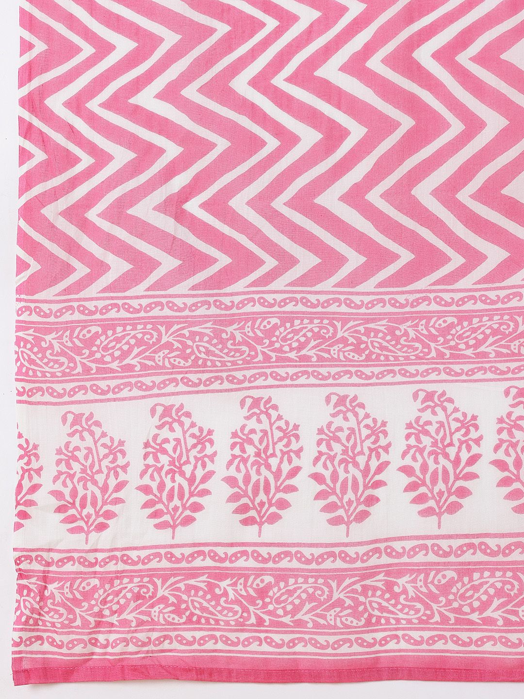 Anouk Floral Printed Pure Cotton Straight Kurta with Trousers & Dupatta