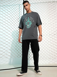 Highlander Graphic Printed Neck Drop-Shoulder Lengan T-Shirt Besar