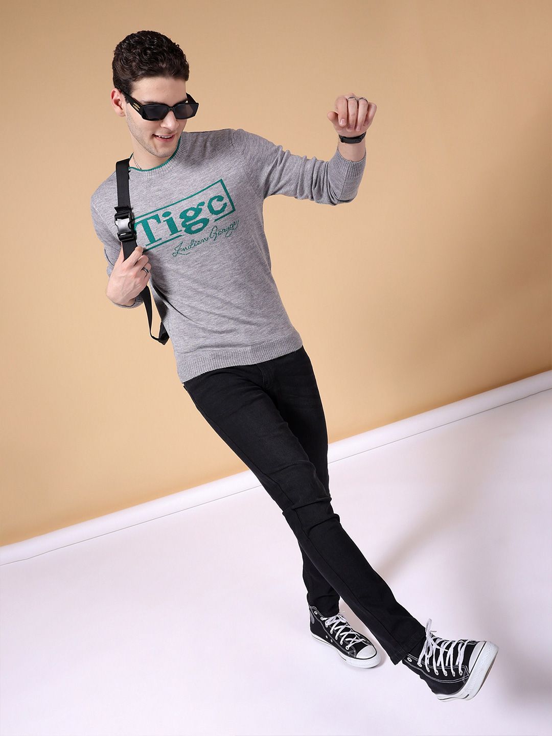 The Indian Garage Co Typography Printed Pullover Sweater
