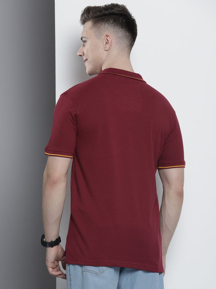 The Indian Garage Co Men Solid Polo Collar T-shirt