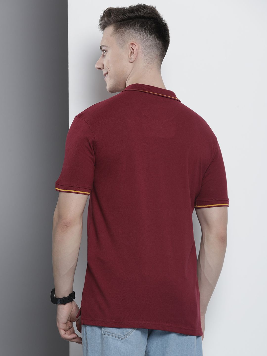 The Indian Garage Co Men Solid Polo Collar T-shirt