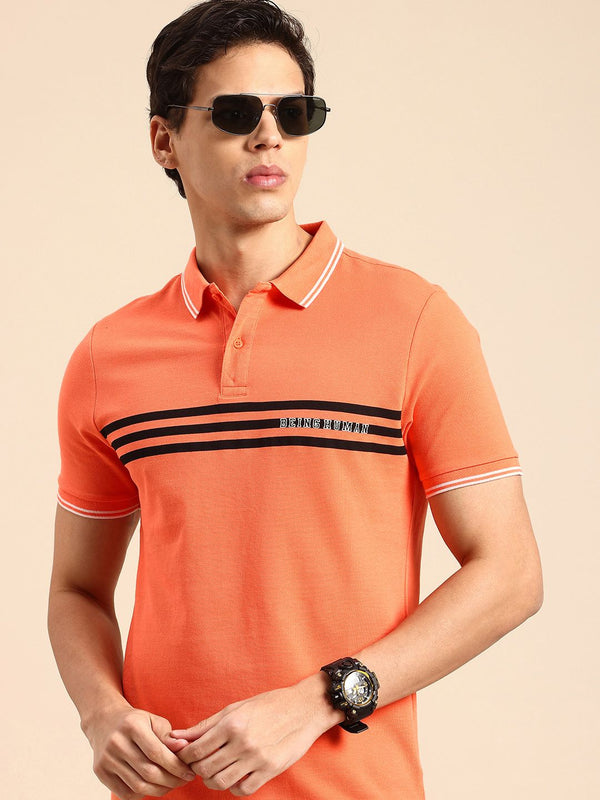 Being Human Printed Polo Collar Pure Cotton T-shirt