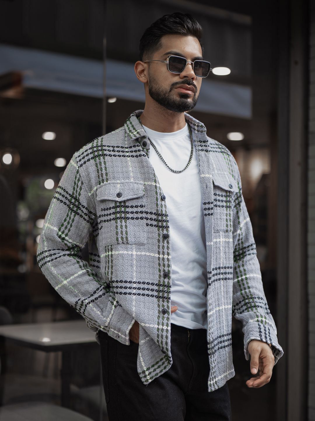 Powerlook Men Spread Collar Textured Cotton Relaxed Fit Casual Shirt