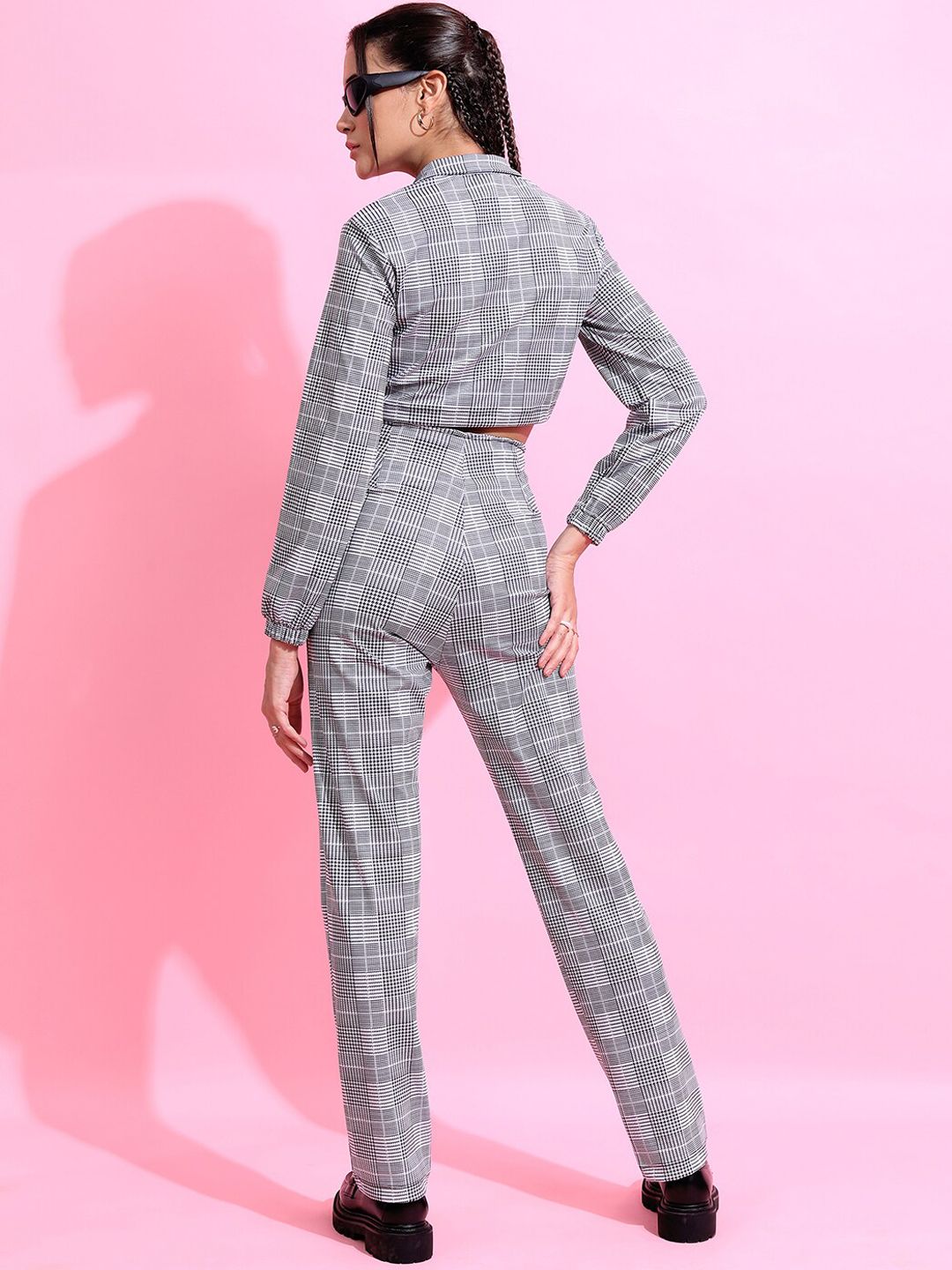 Tokyo Talkies Women Printed Crop Top & High-Rise Trouser