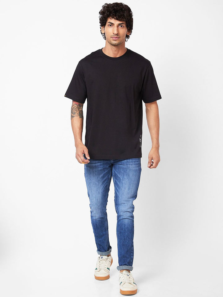SPYKAR Graphic Printed Relaxed Fit Drop-Shoulder Sleeves Casual T-shirt