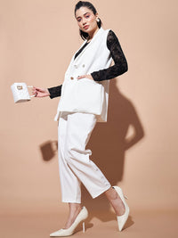 Sassafras Asas Keselesaan-sesuai selendang selendang Double-breasted Longline Casual Blazer