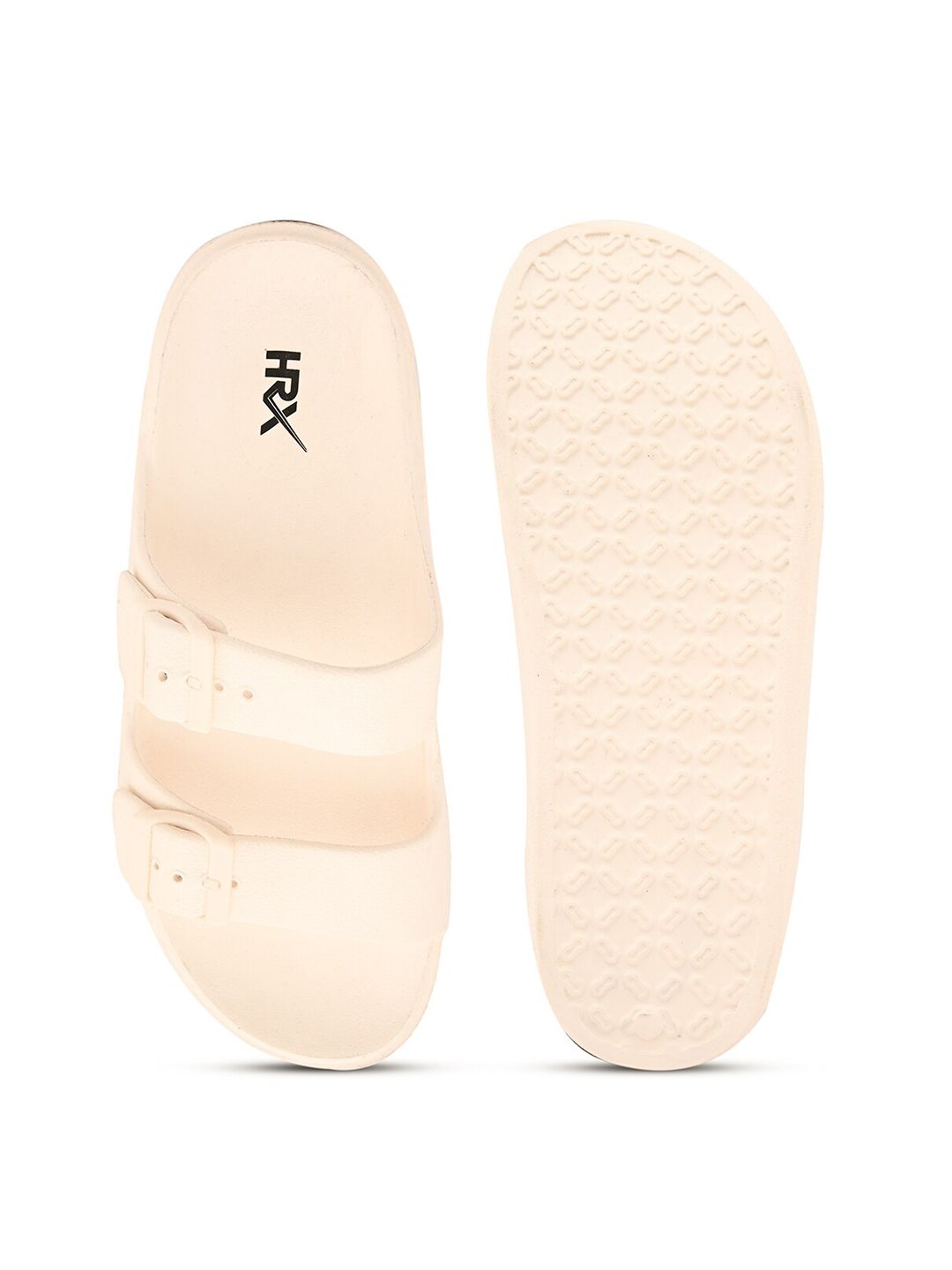 HRX by Hrithik Roshan Men Cream-Coloured Rubber Sliders