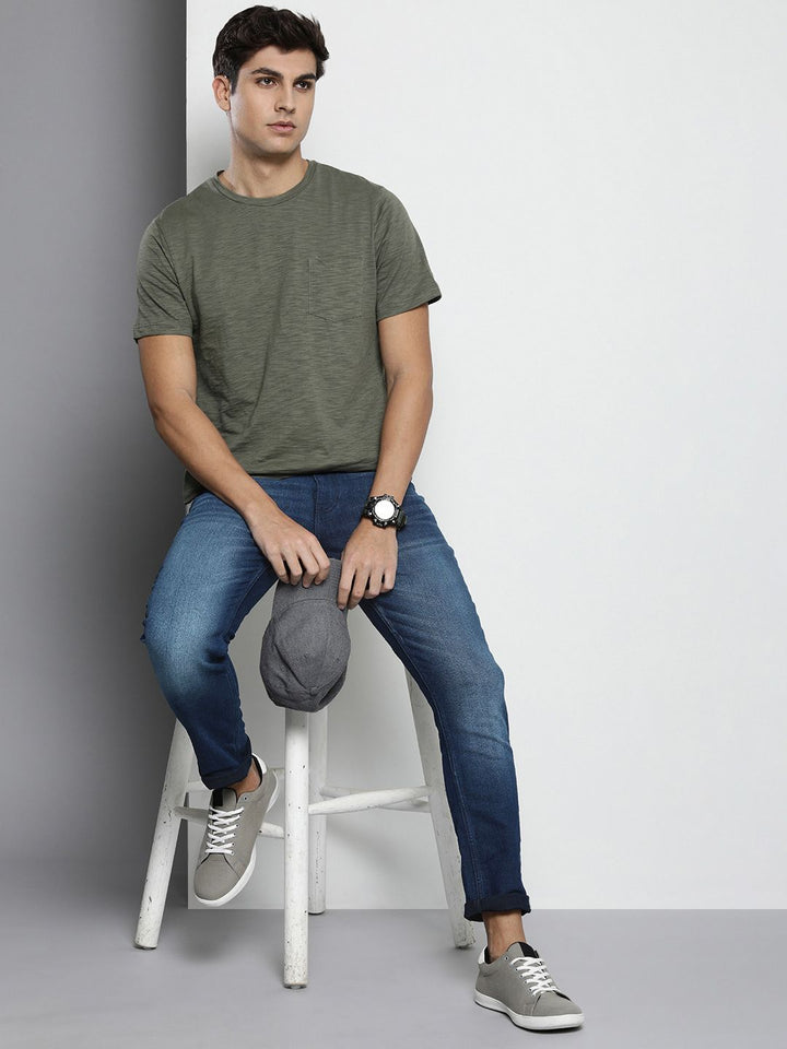 The Indian Garage Co Men Slim Fit Light Fade Stretchable Jeans
