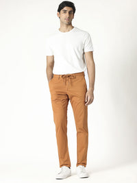 RARE RABBIT Men Rust Orange Slim Fit Trousers