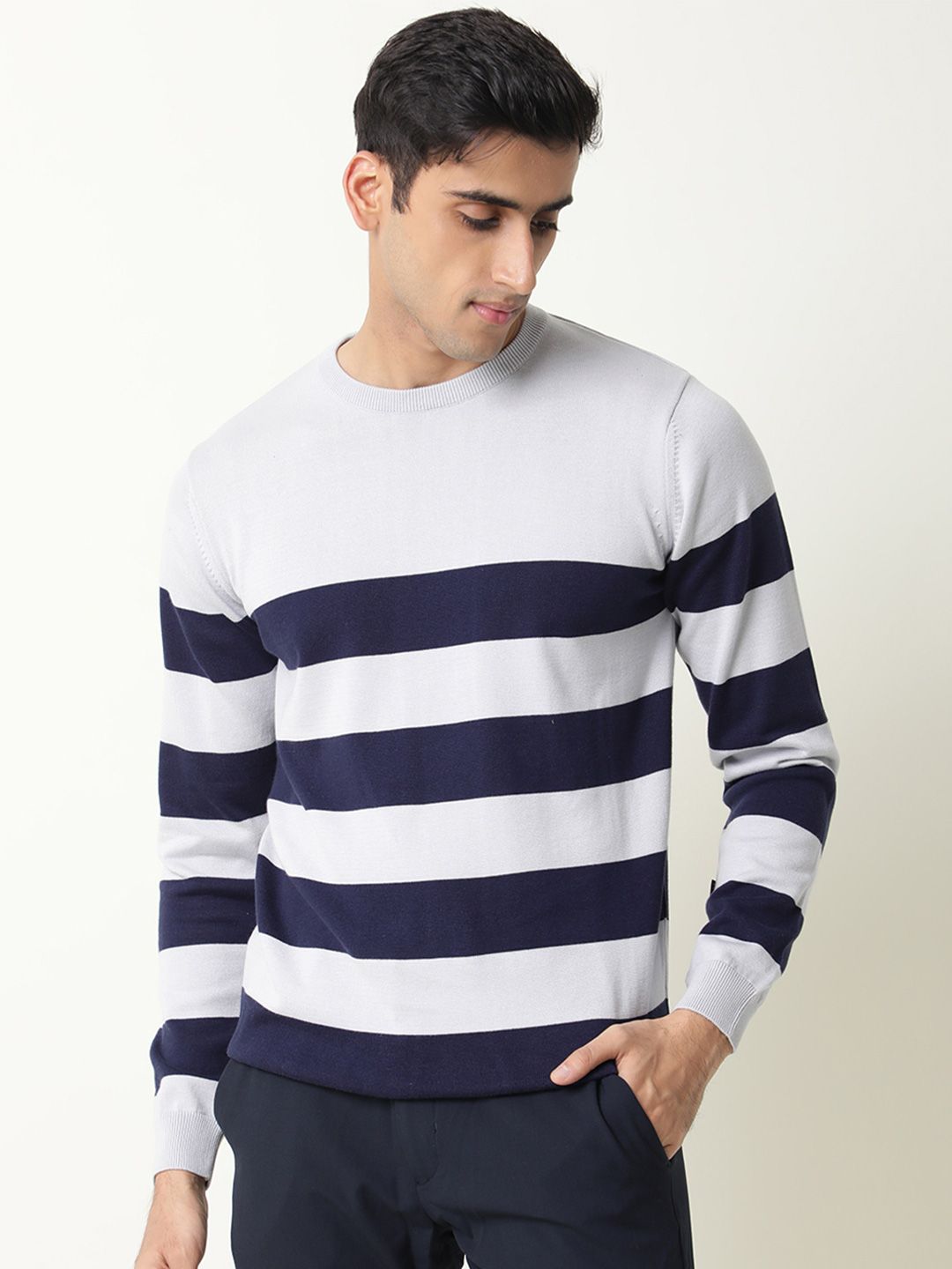 RARE RABBIT Men Marri Slim Fit Striped Sweater Vest