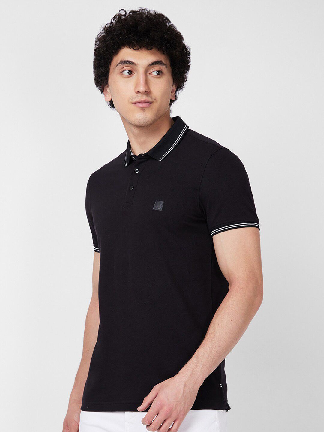 SPYKAR Polo Collar Short Sleeves Slim Fit Cotton T-shirt