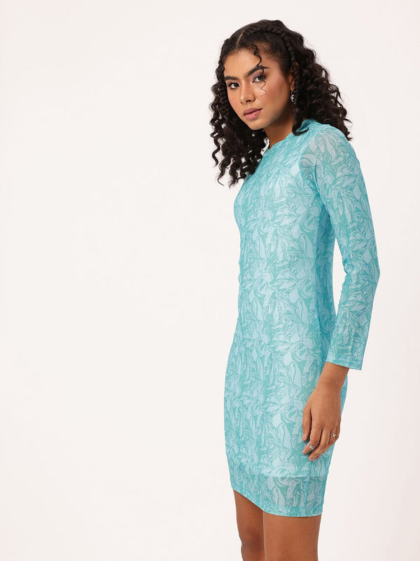 DressBerry Endearing Abstract Printed Soft Mesh Sheath Mini Dress