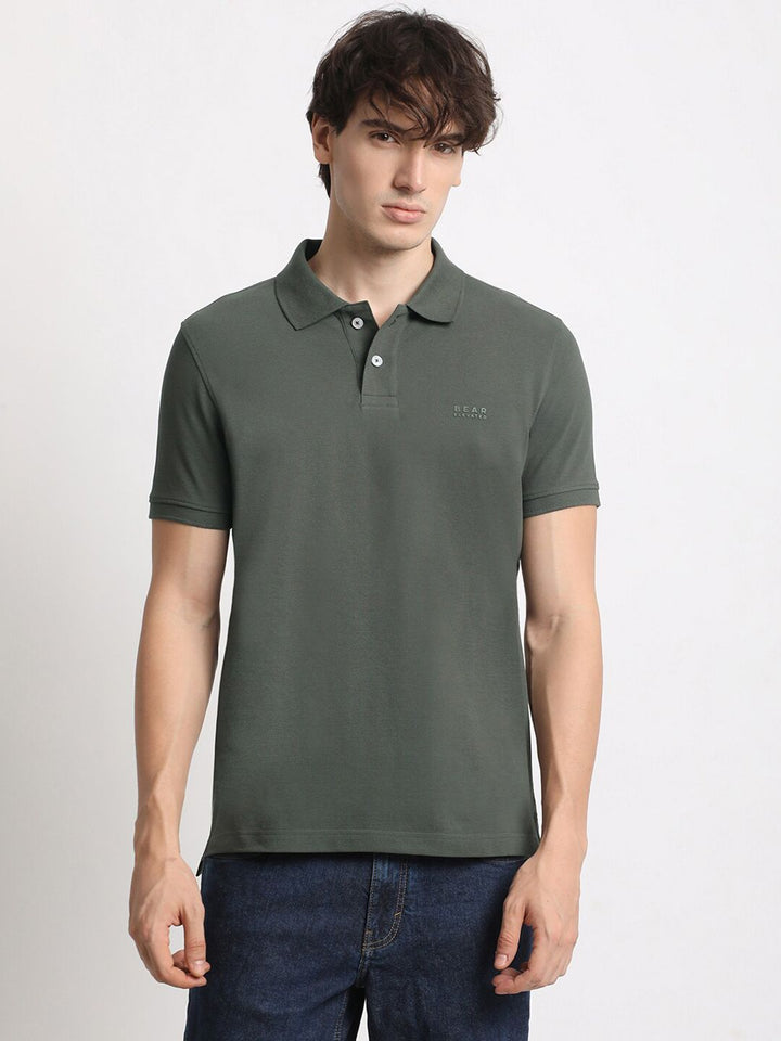 THE BEAR HOUSE Polo Collar Pure Cotton Slim Fit T-shirt