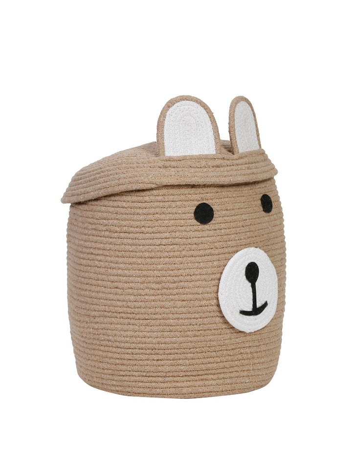 HOSTA HOMES Kids Brown & White Cartoon Face Pure Cotton Laundry Bag