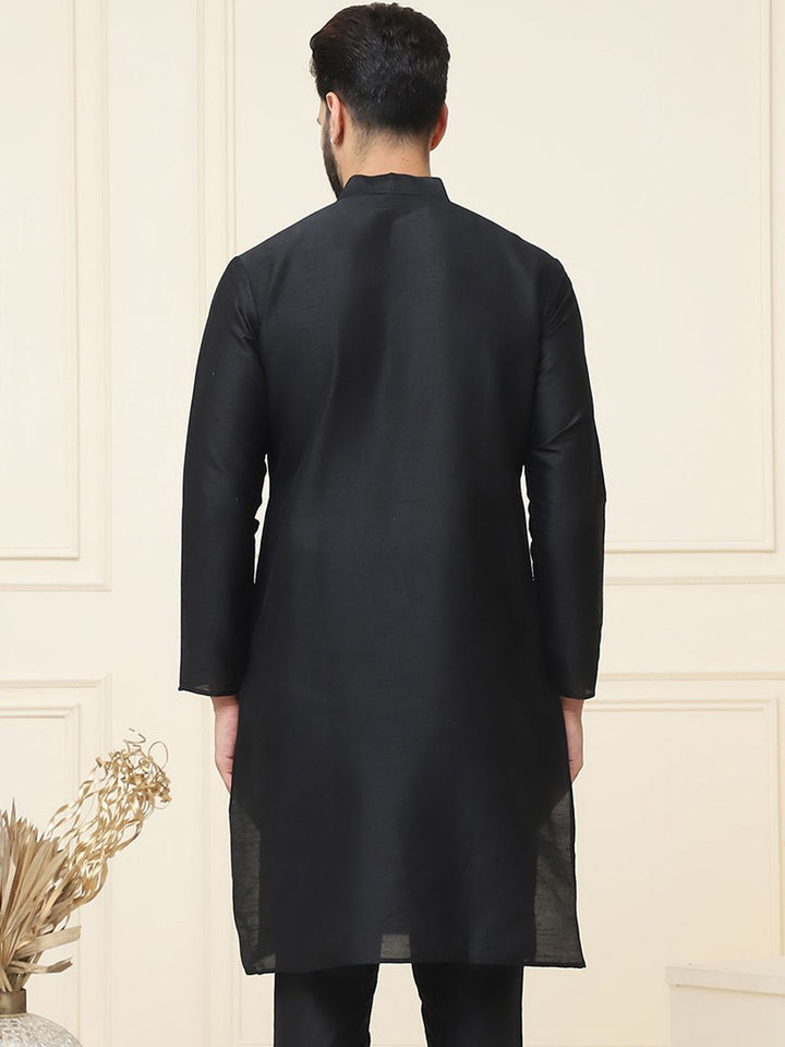 SOJANYA Kurta Campuran Sutera Padat Lelaki
