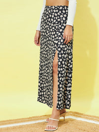 Berrylush Floral Printed Side Slit A-Line Maxi Skirt