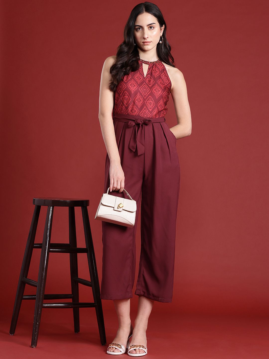 all about you Ethnic Print Culotte Jumpsuit