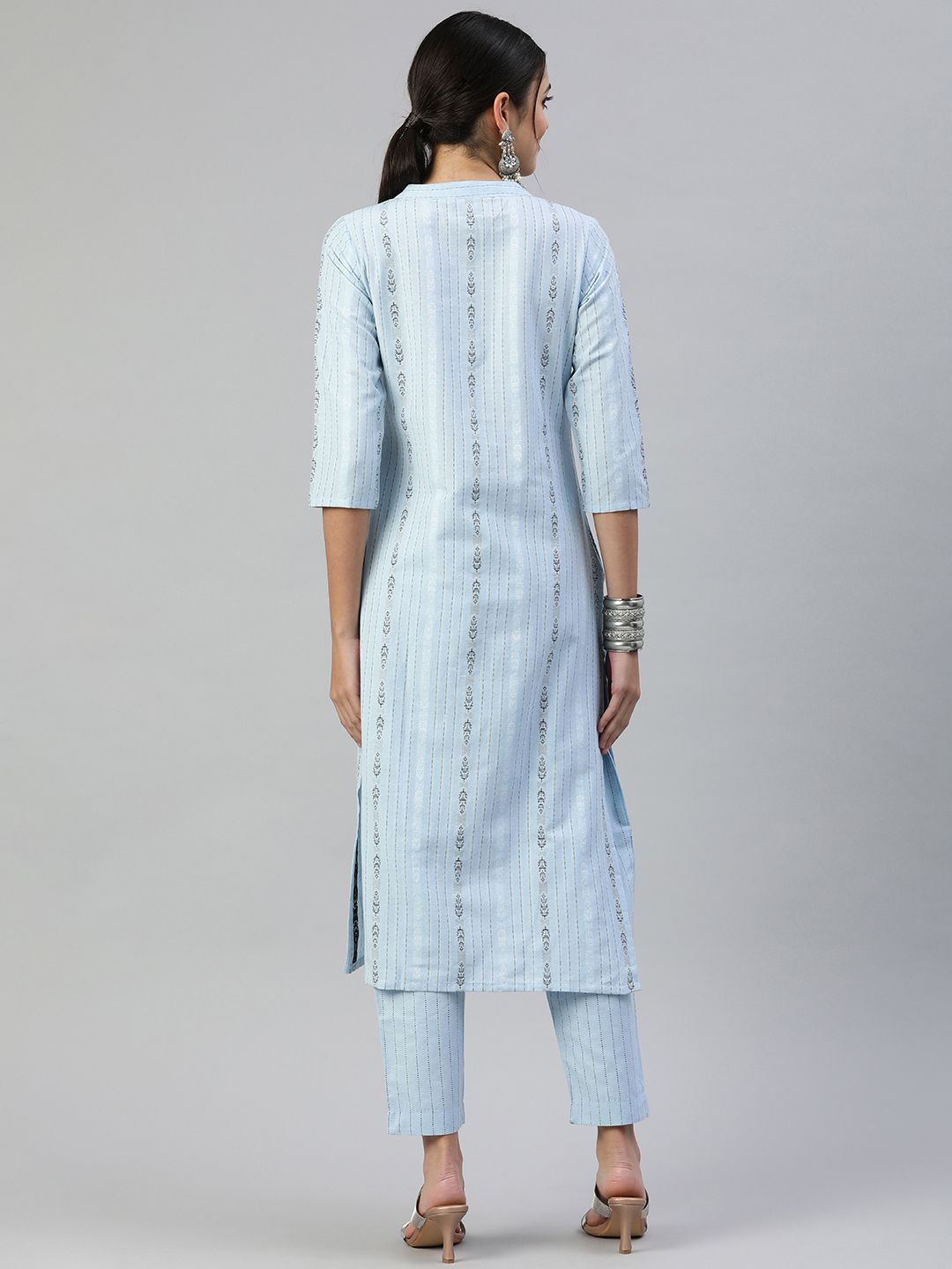 KALINI Women Woven Design Pure Cotton Kurta With Trousers