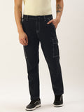 Bene Kleed Men Mid-Rise Relaxed Fit Cargo Jeans with Contrast Stitch
